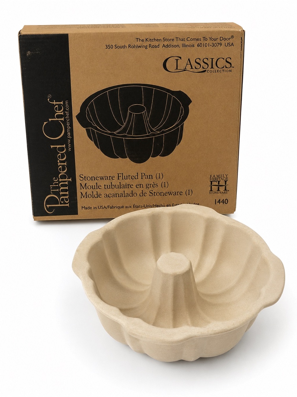 Pampered Chef Stoneware Fluted Bundt Cake Pan #1440 | NIB Made in USA